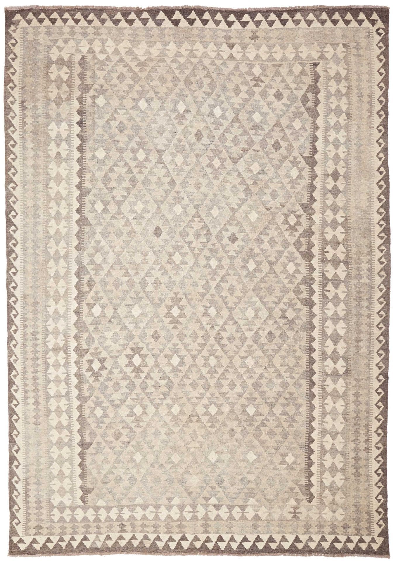 Kelim Teppich 208 x 288cm aus Schurwolle, handgewebt, rustikal