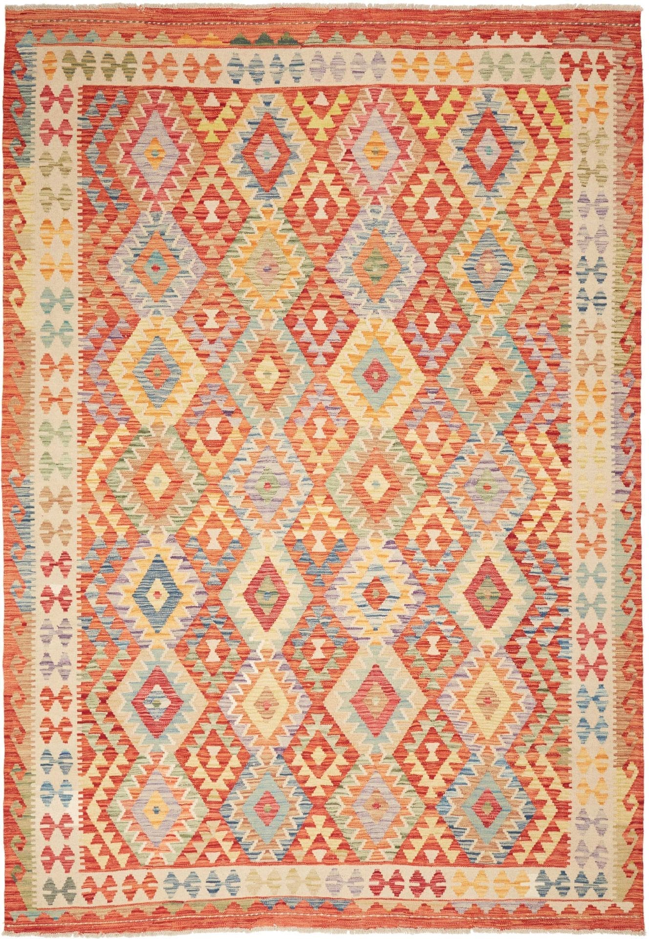 Kelim Teppich 208 x 294 cm - Handgewebt, Rustikales Design