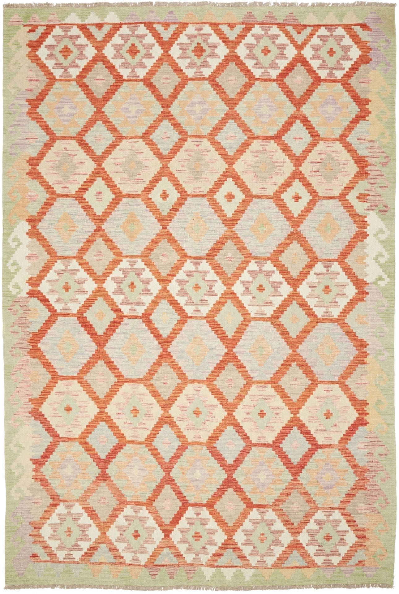 Kelim Teppich 208 x 306 cm, handgewebt, rustikales Flair, Wolle