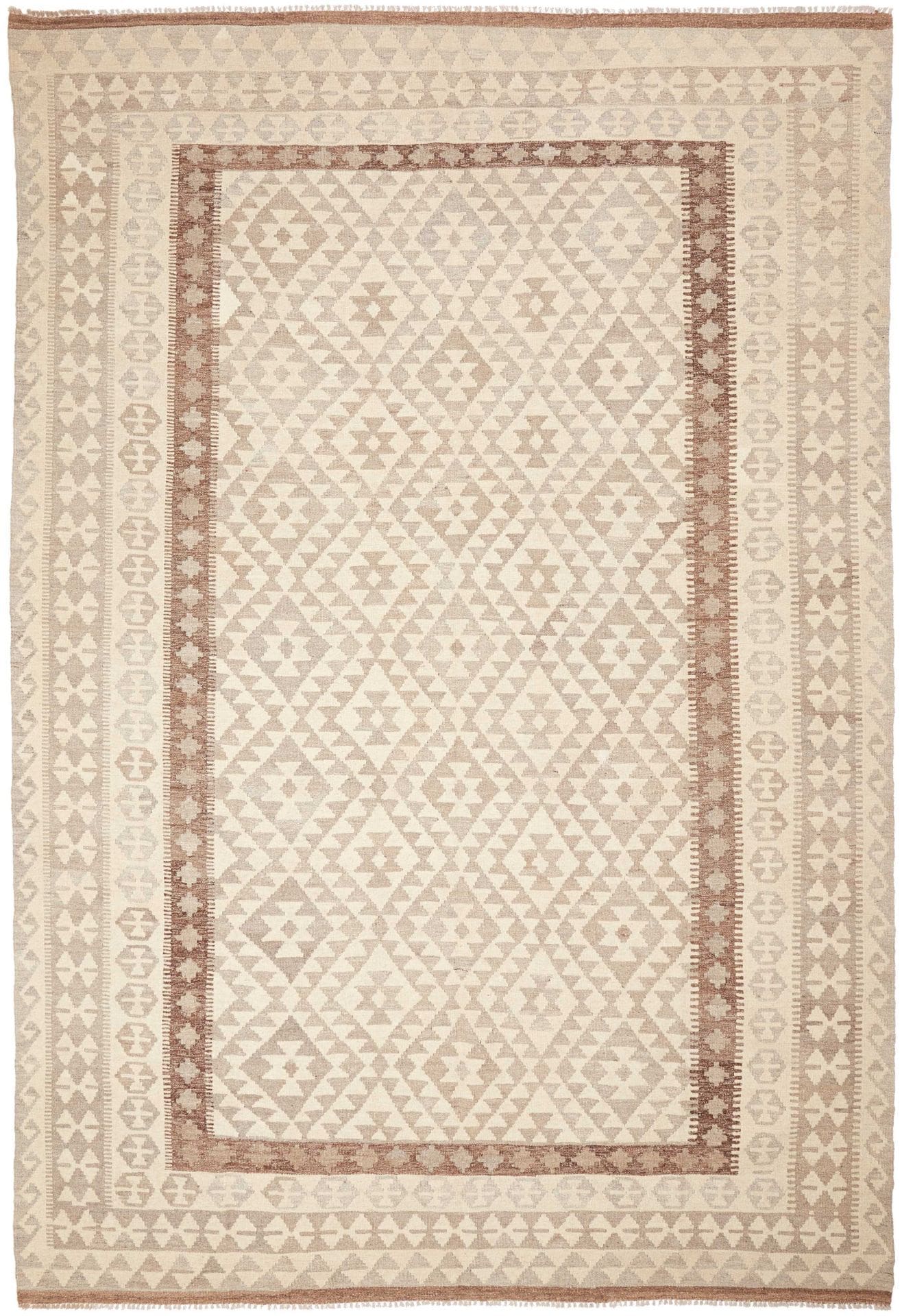 Kelim Teppich 209 x 302cm, handgewebt, rustikales Flair