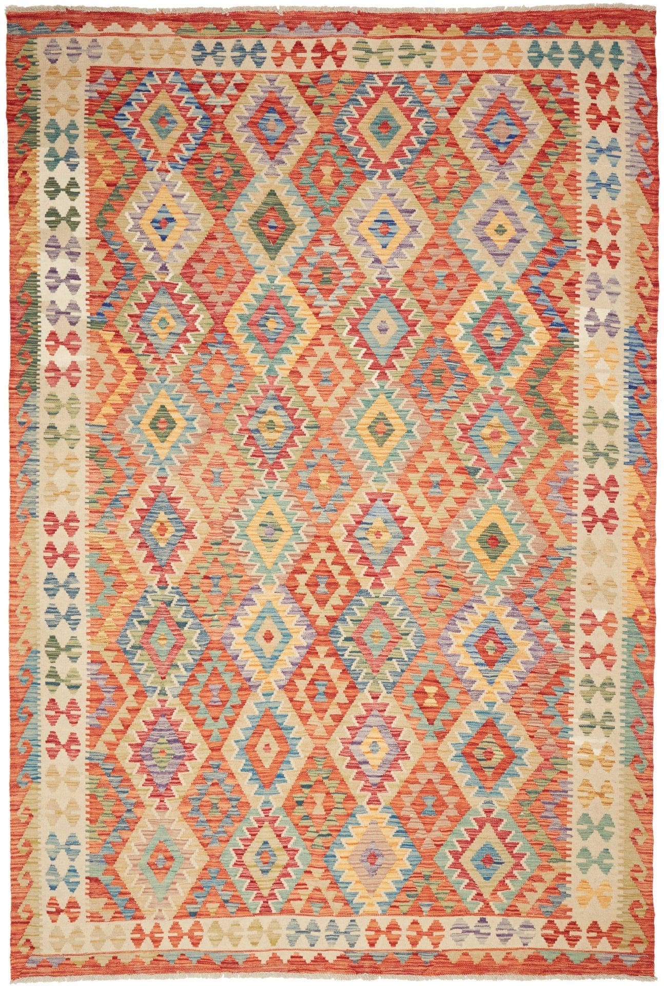 Kelim Teppich 210 x 293 cm - Handgewebt, Rustikales Design