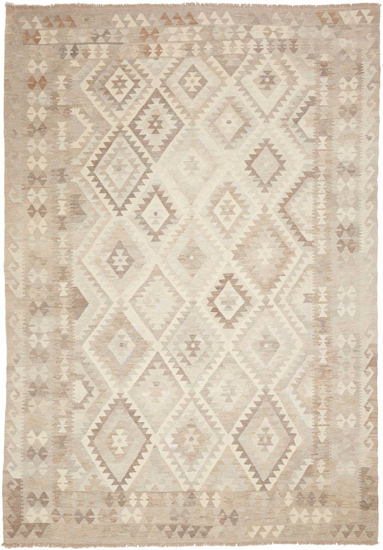 Kelim Teppich 210 x 301 cm, handgewebt, rustikales Flair