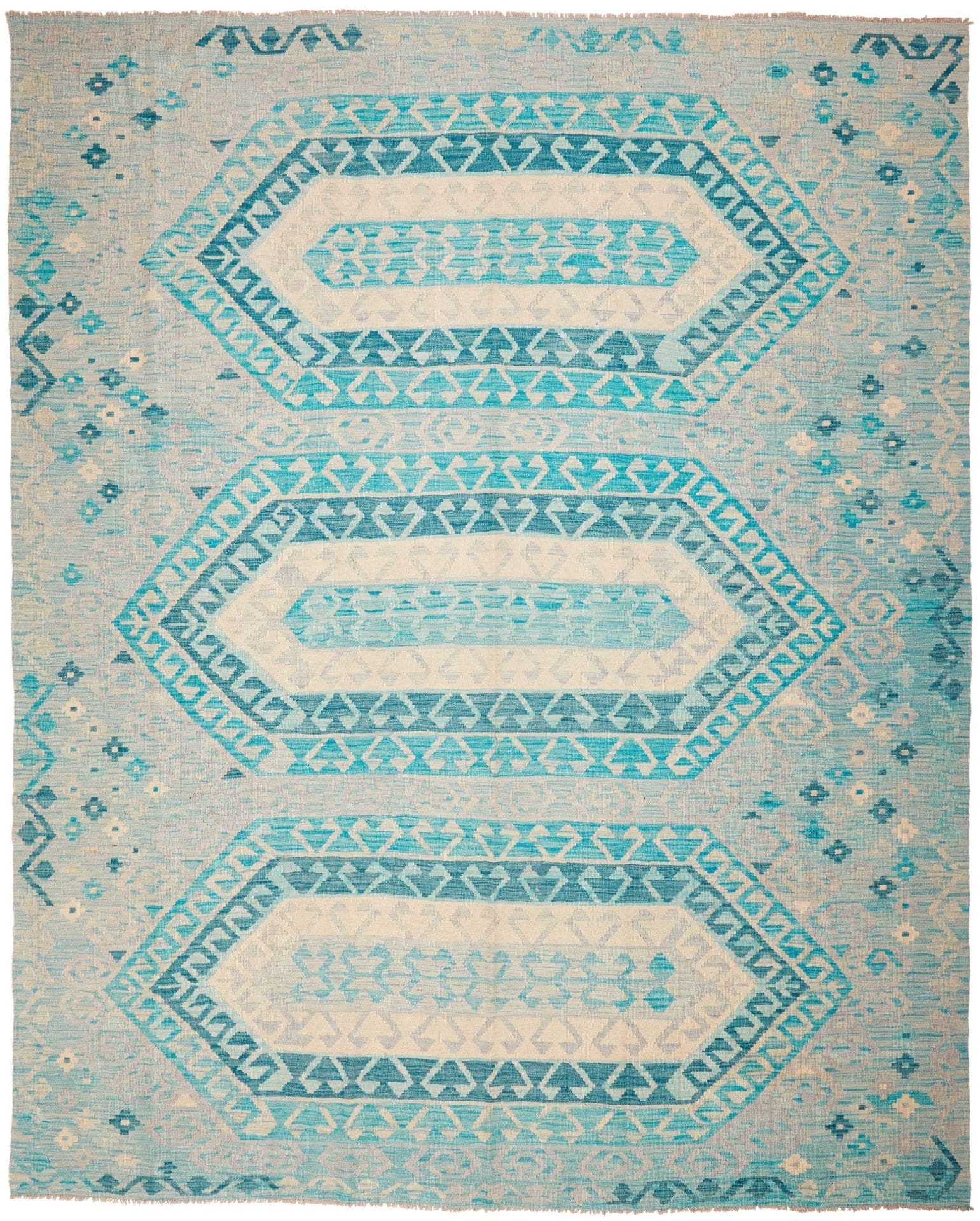 Kelim Teppich 250 x 306 cm, handgewebt, rustikales Flair