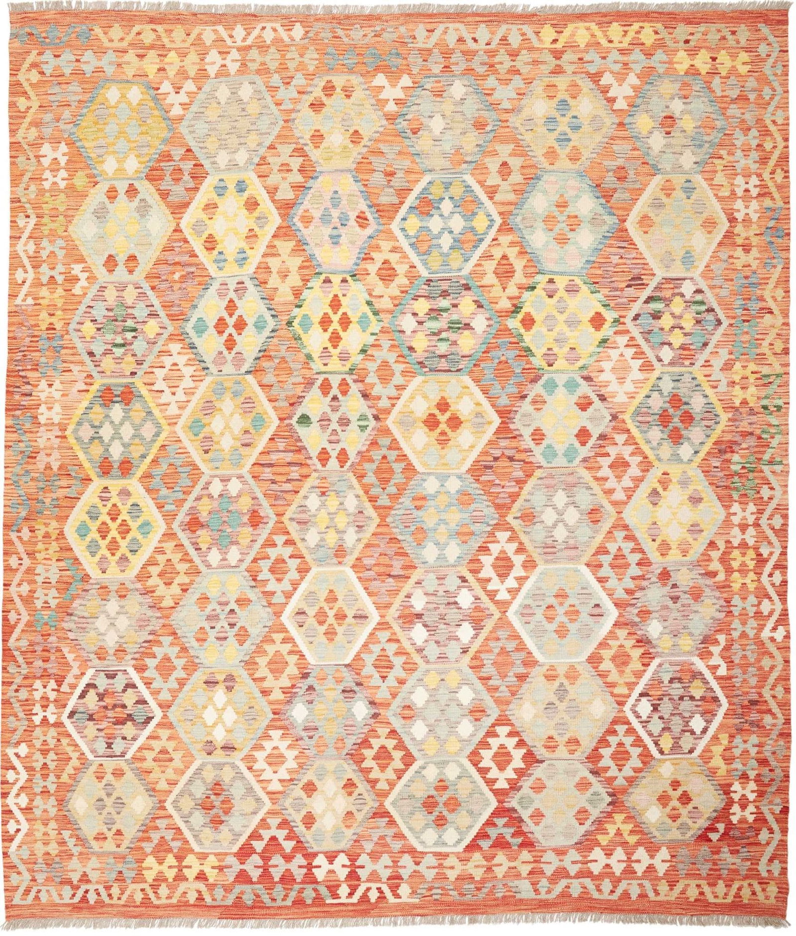 Kelim Teppich 253 x 290 cm, afghanisch, Schurwolle, handgewebt