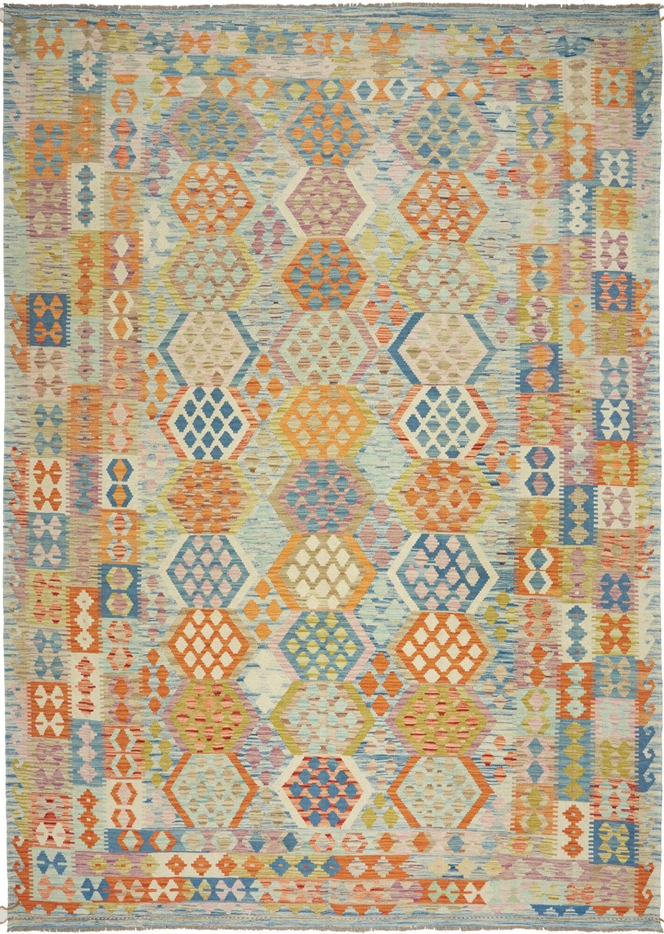 Kelim Teppich 254 x 357 cm – Handgewebt, Wolle, rustikal Orientteppich