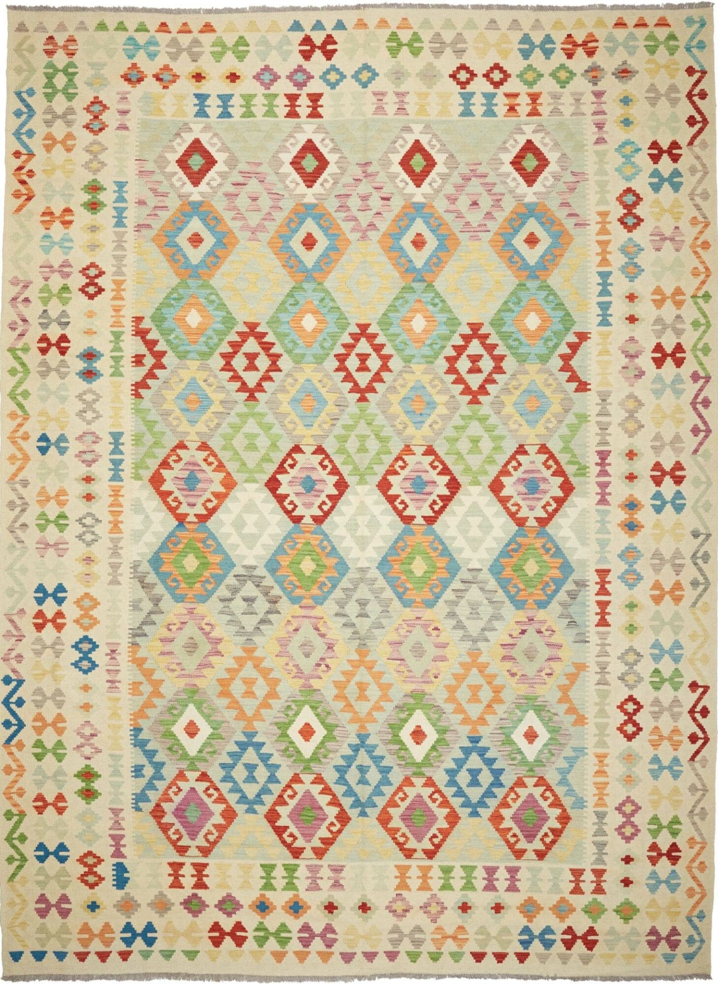 Kelim Teppich 263 x 350 cm, Handgewebt, Rustikales Flair, Orientteppich
