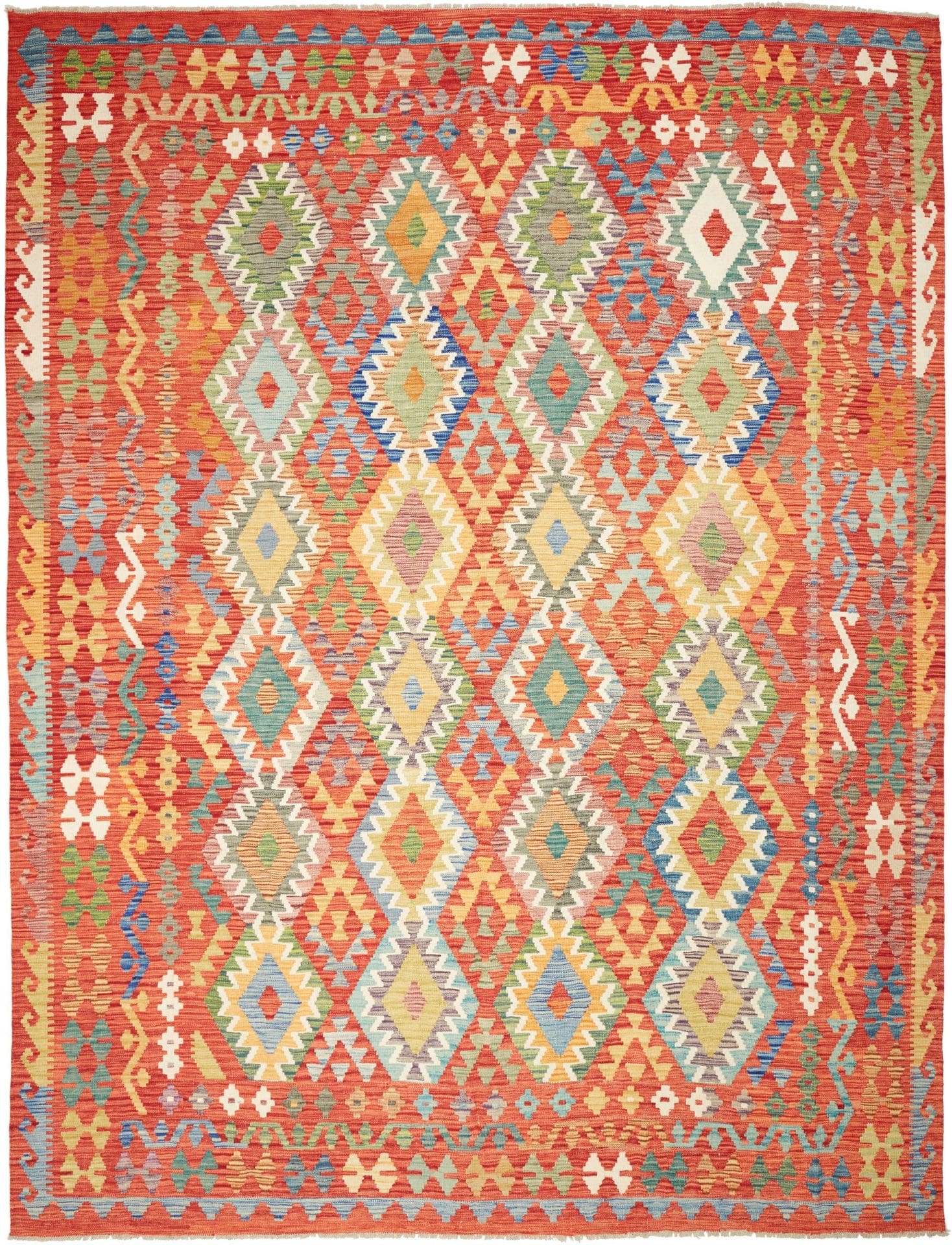 Kelim Teppich 273 x 346cm, handgewebt, rustikales Flair, Wolle