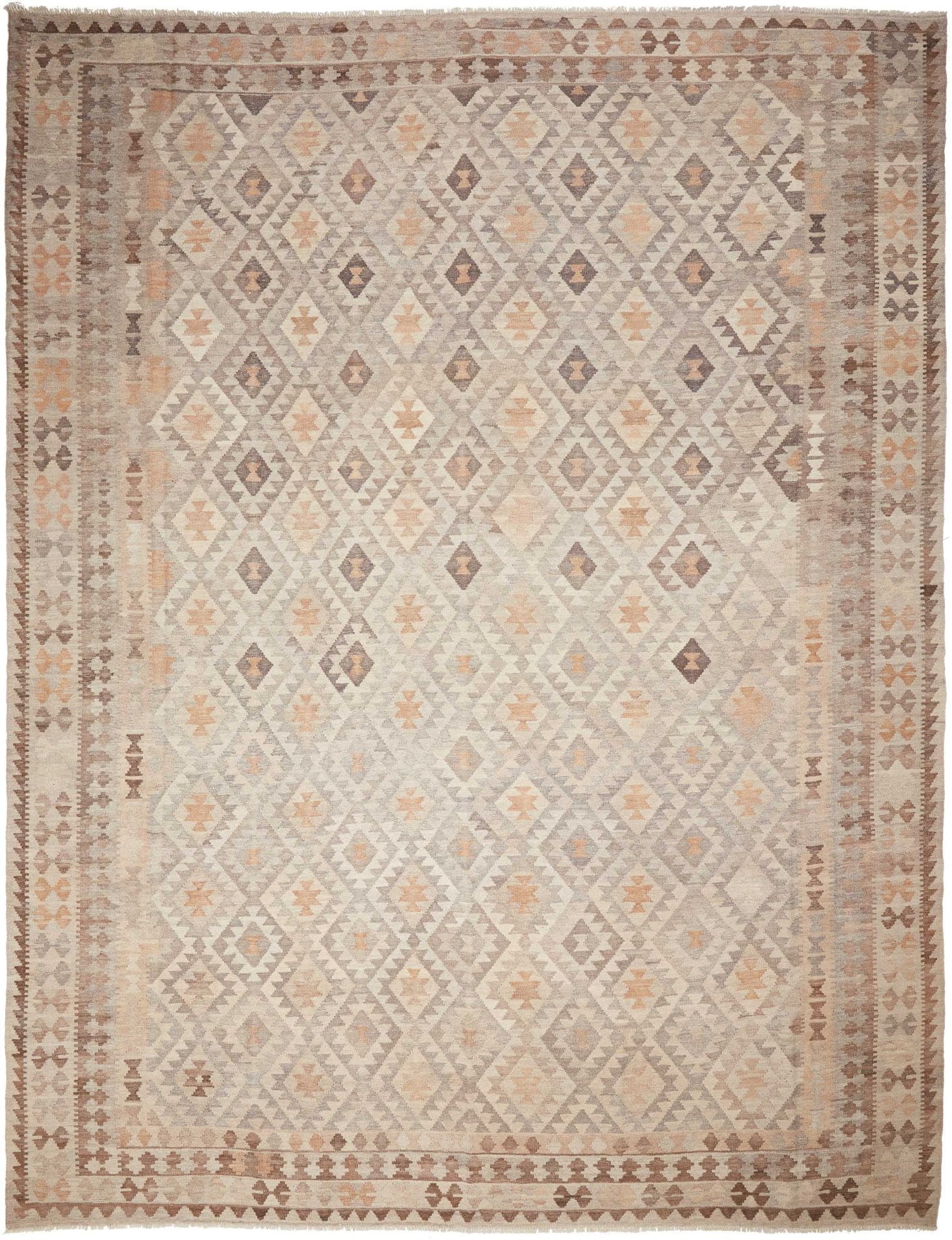 Kelim Teppich 282 x 366cm, Schurwolle, handgewebt, rustikal