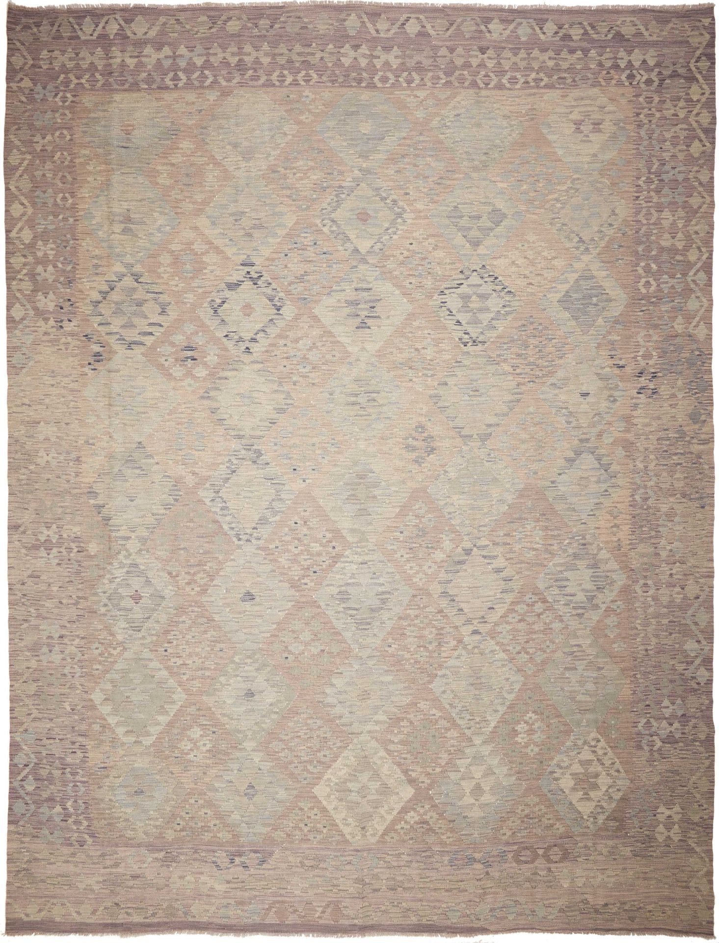 Kelim Teppich 312 x 400cm, handgewebt, rustikales Flair, Wolle