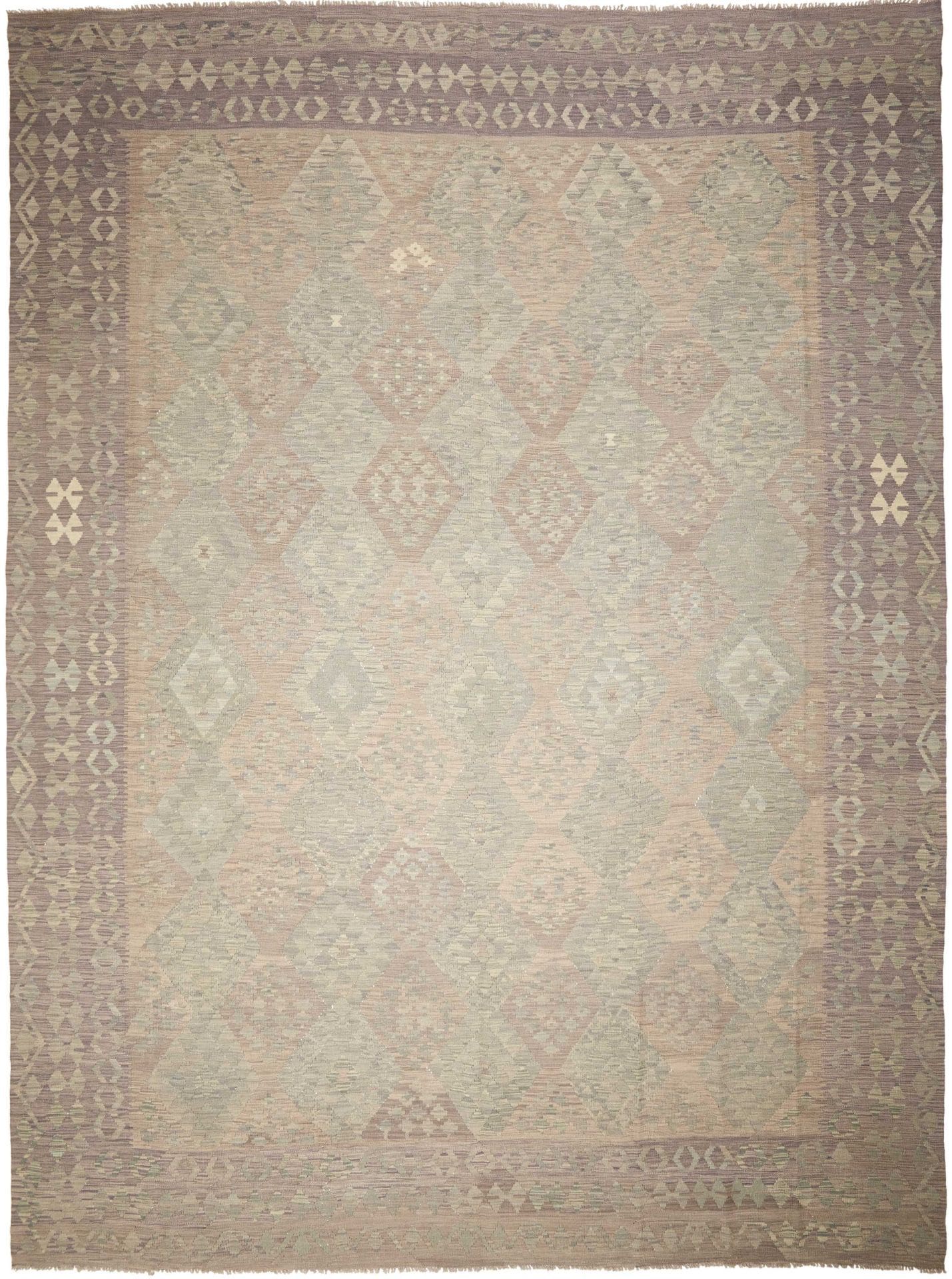 Kelim Teppich 313 x 416cm, handgewebt, rustikales Flair, Wolle