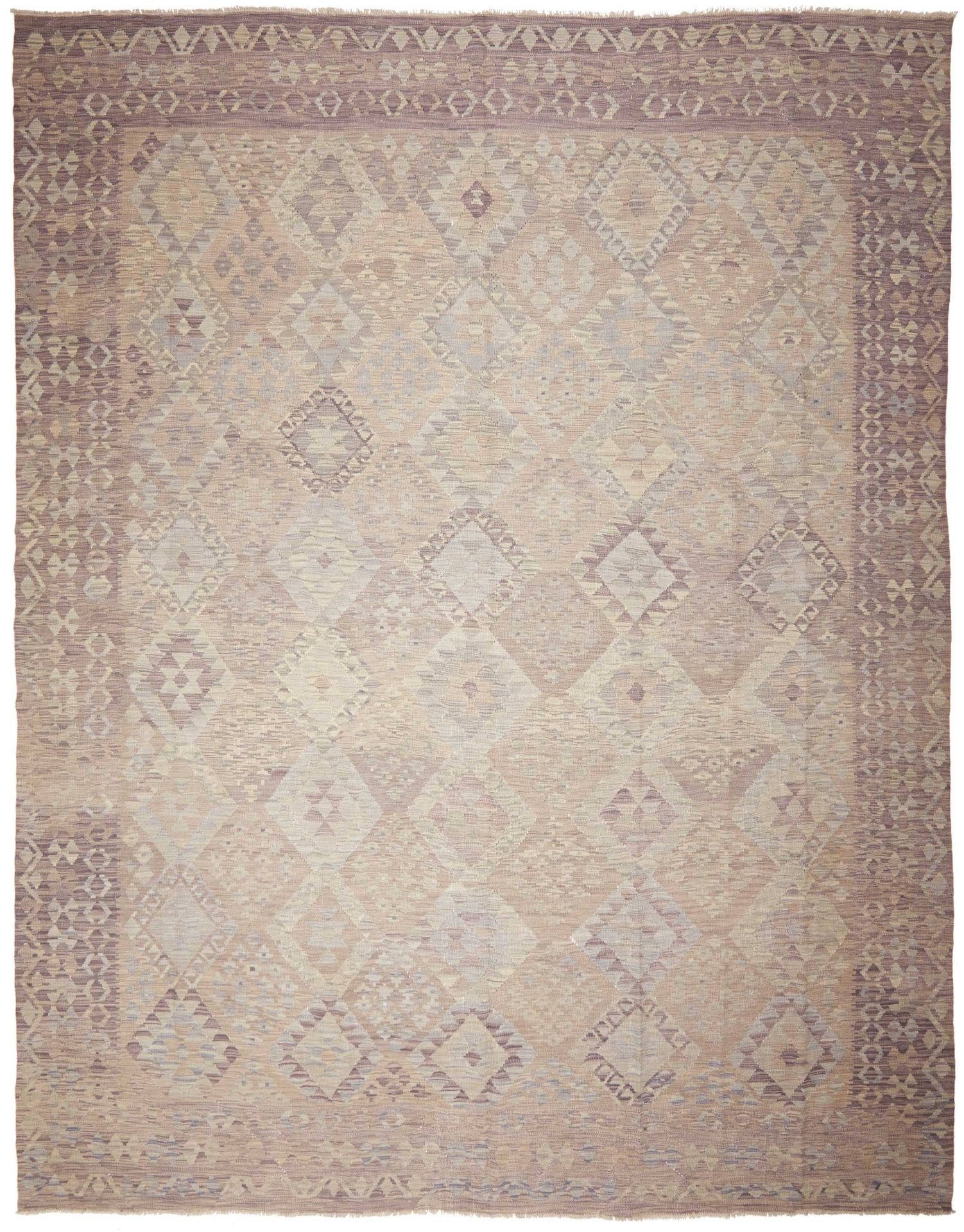 Kelim Teppich 318 x 389cm, rustikal, aus Schurwolle, handgewebt