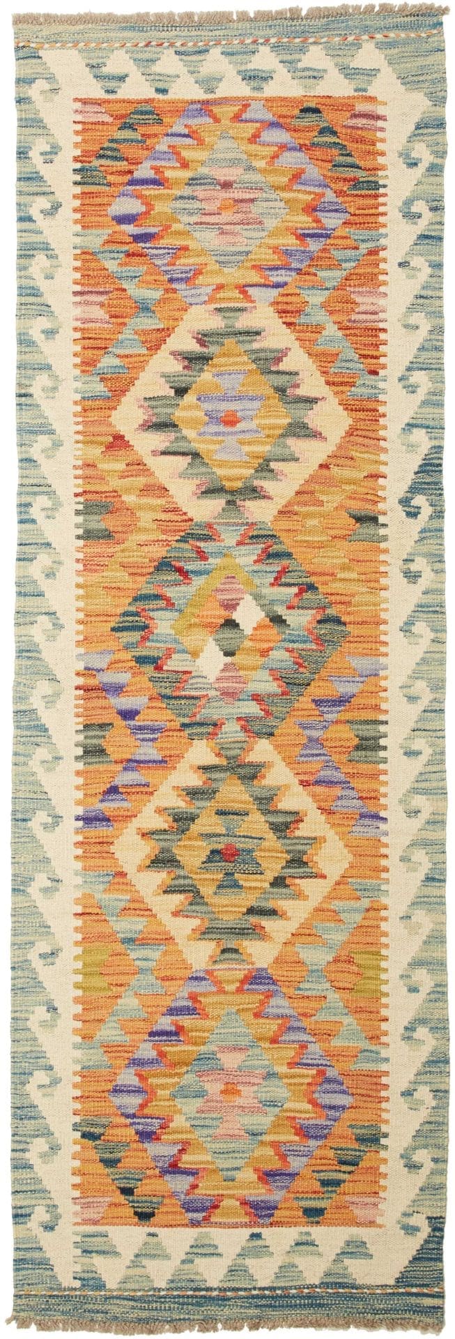 Kelim Teppich 64 x 185cm, Schurwolle, handgewebt, rustikal