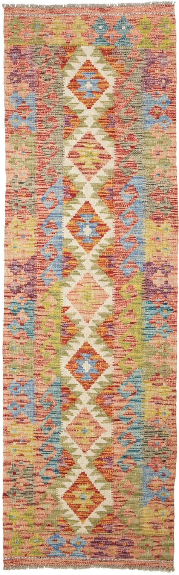 Kelim Teppich 64 x 206cm, handgewebt, rustikales Flair, Wolle