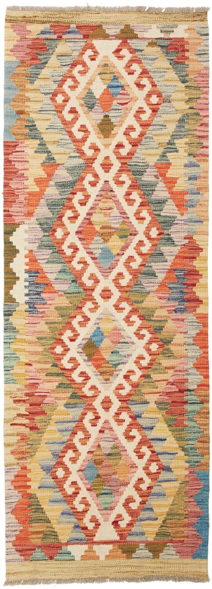 Kelim Teppich 67 x 178 cm, Schurwolle, handgewebt, Orientteppich