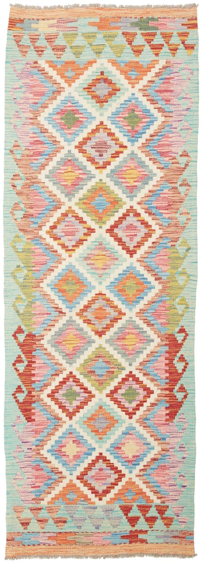 Kelim Teppich 67 x 192cm, handgewebt, Schurwolle, rustikal