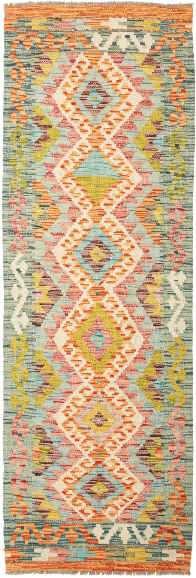 Kelim Teppich 67 x 199cm, Handgewebt, Wolle/Baumwolle, Orientteppich