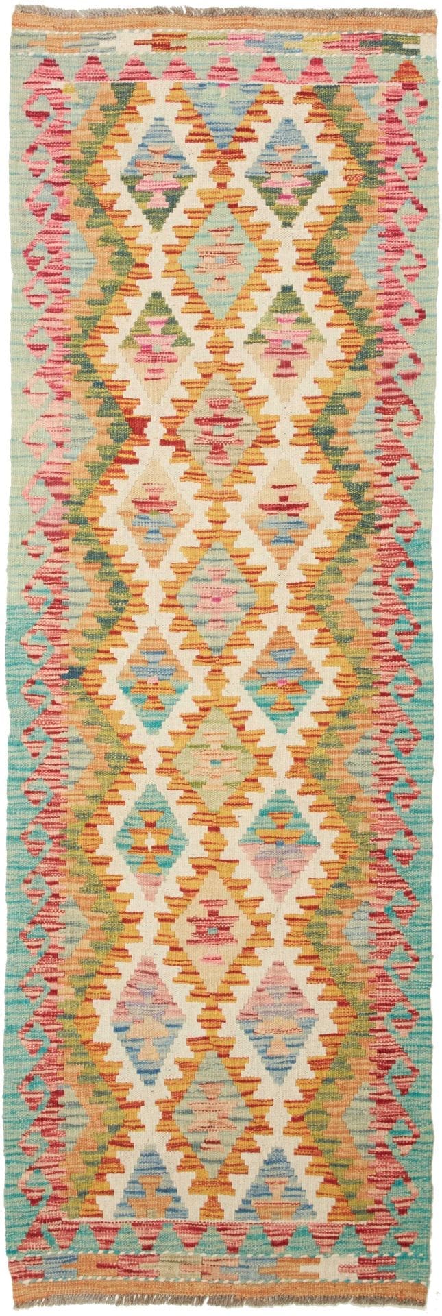 Kelim Teppich 68 x 197 cm aus Schurwolle, handgewebt, Orientteppich