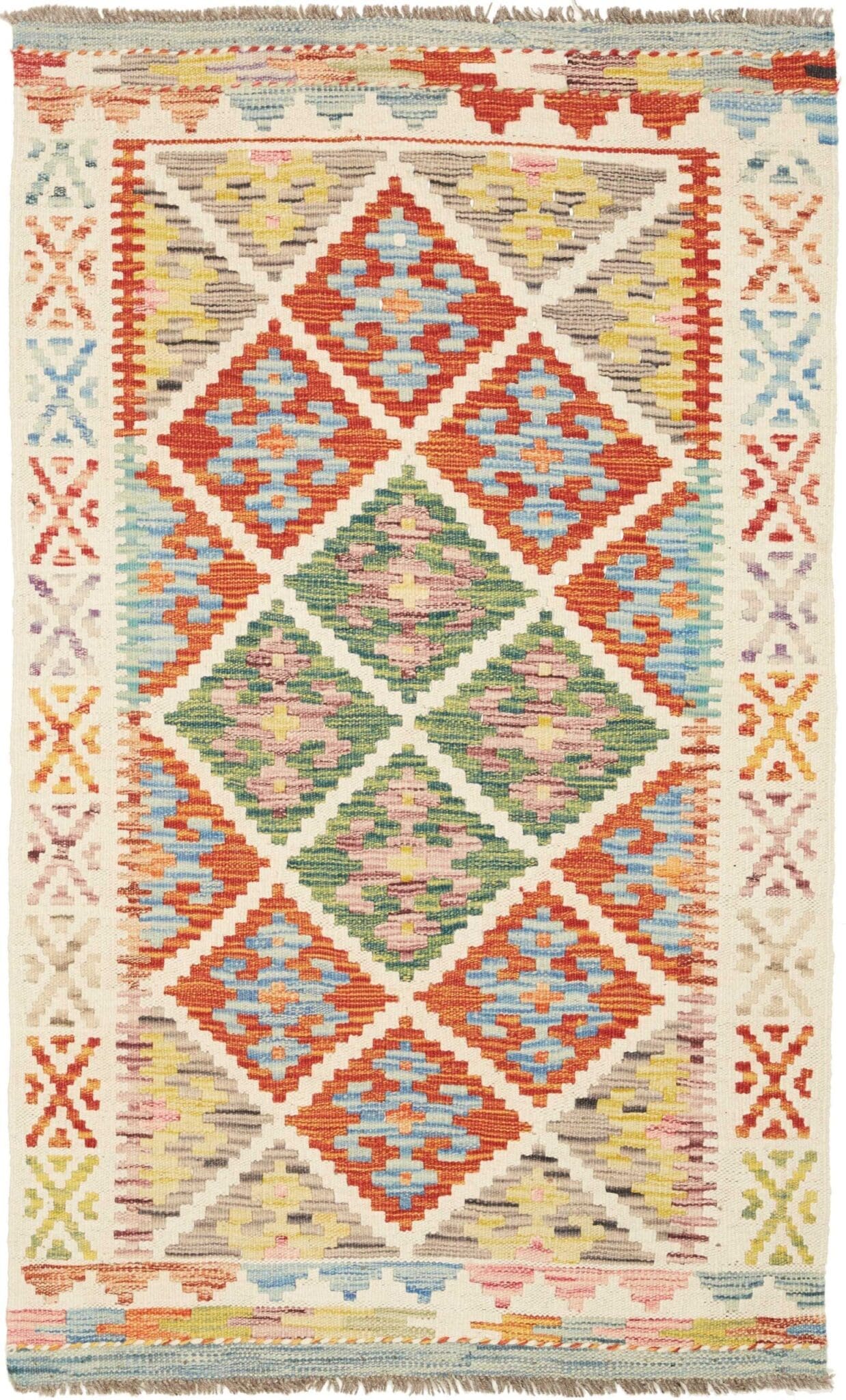 Kelim Teppich 79 x 128cm aus Schurwolle, rustikal, handgewebt