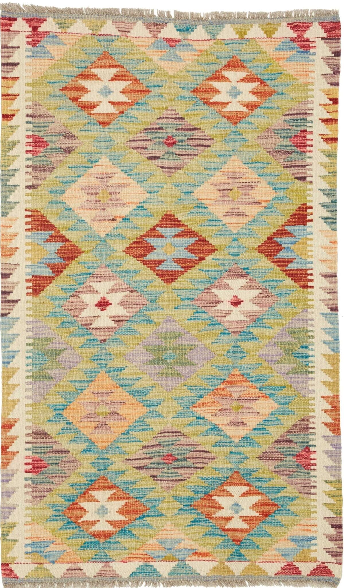Kelim Teppich 80 x 128 cm aus Schurwolle, handgewebt, rustikales Flair