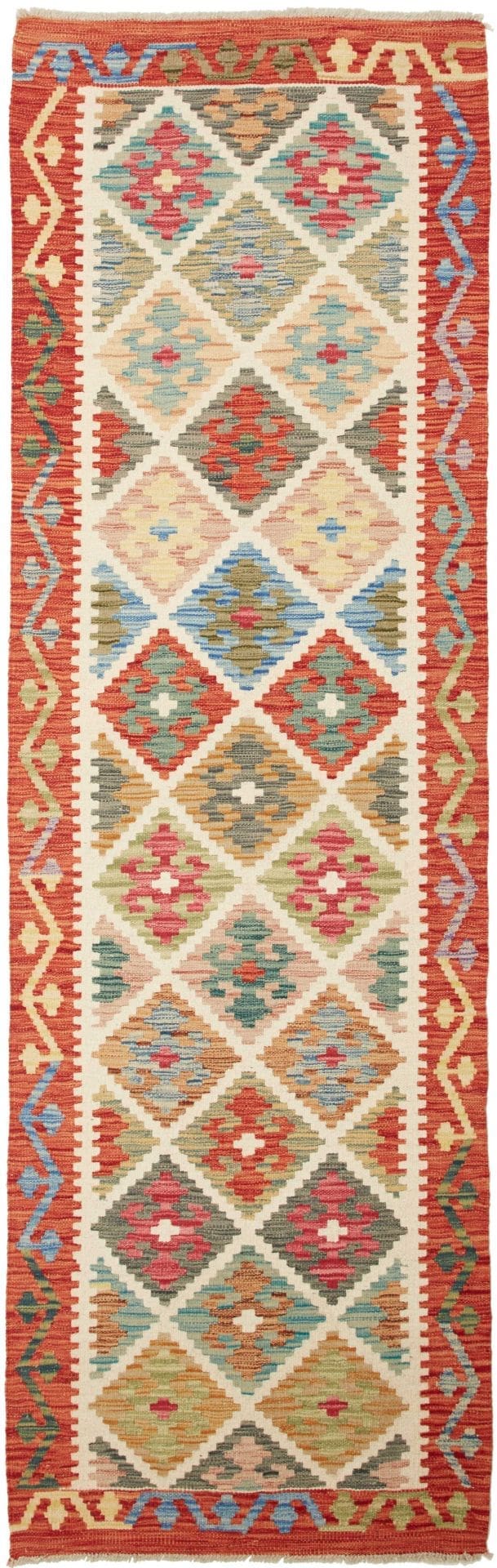 Kelim Teppich 80 x 252 cm aus Schurwolle, handgewebt, Orientteppich