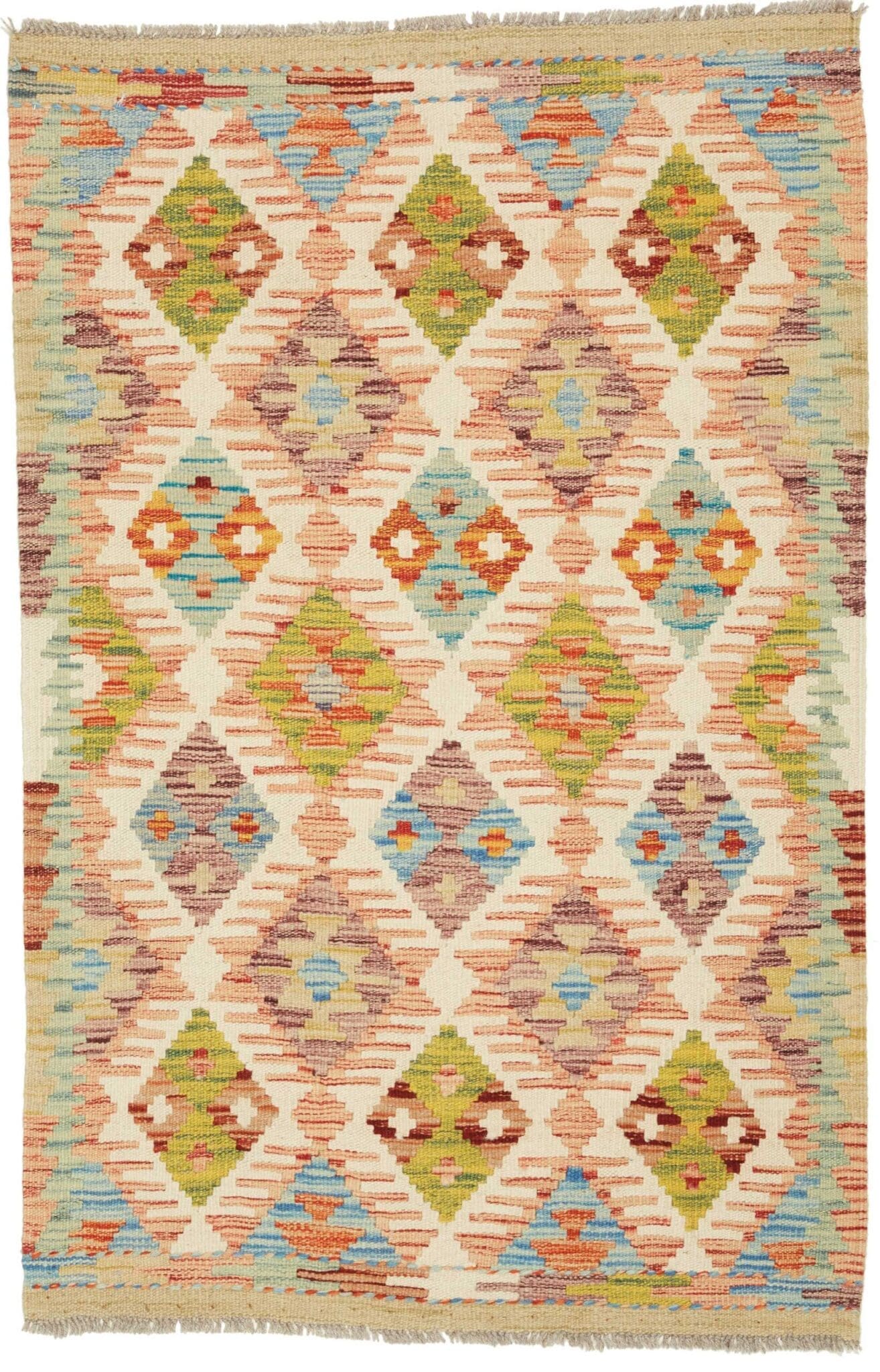 Kelim Teppich 81 x 121 cm, handgewebt, rustikales Flair, Wolle