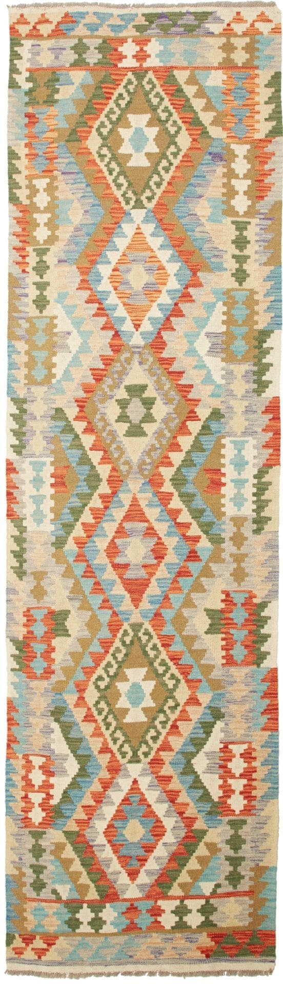 (Verkauft) Kelim Teppich 82 x 295 cm, handgewebt, rustikales Flair, Wolle