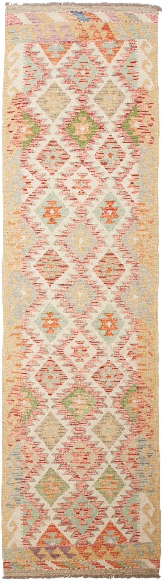 Kelim Teppich 82 x 303cm, rustikales Design, handgewebt