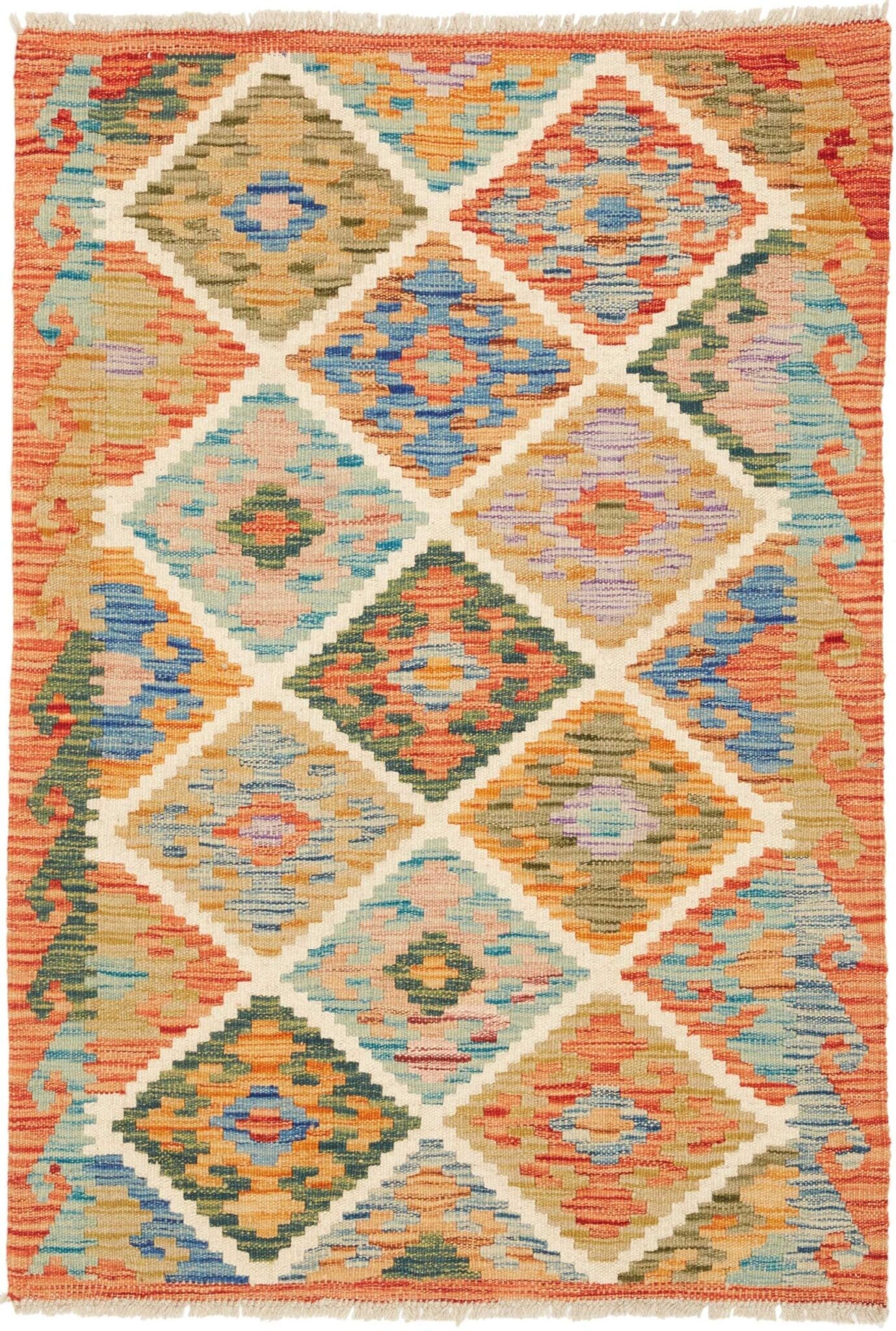 Kelim Teppich 83 x 116 cm, handgewebt, rustikales Flair