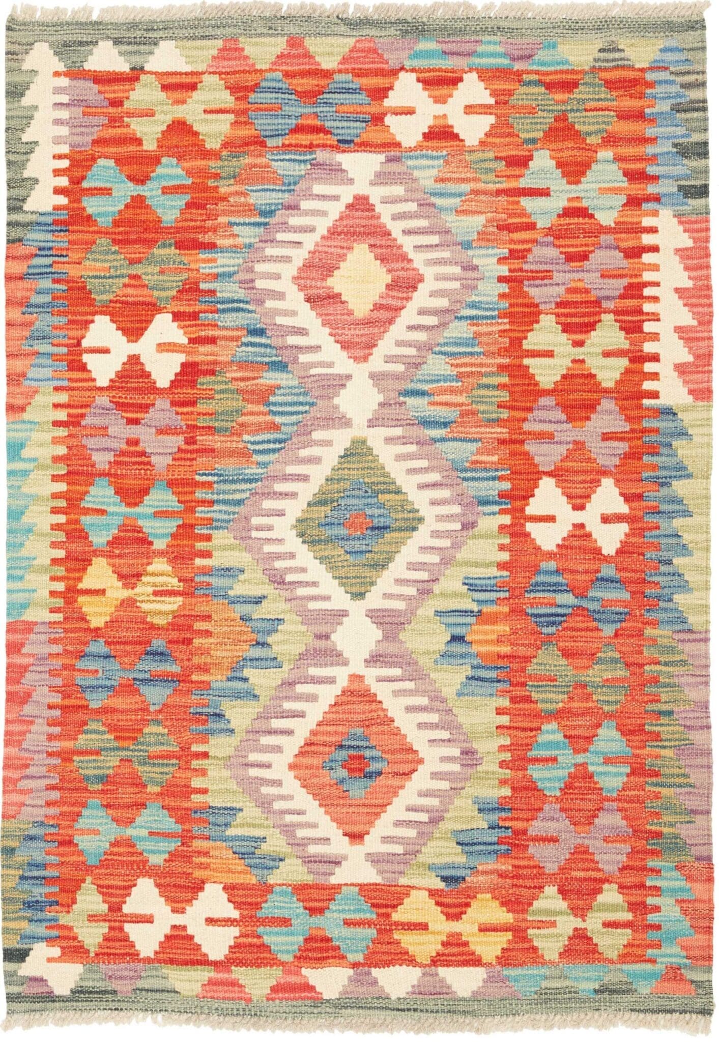 Kelim Teppich 83 x 116 cm, handgewebt, rustikales Flair, Wolle