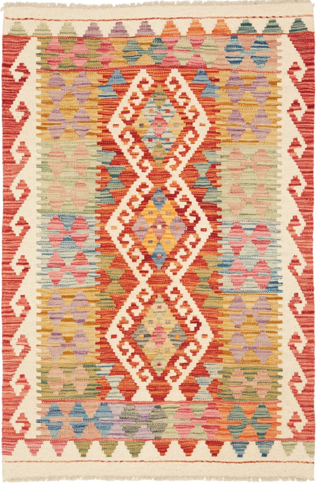 Kelim Teppich 83 x 122cm aus Schurwolle, handgewebt, rustikal