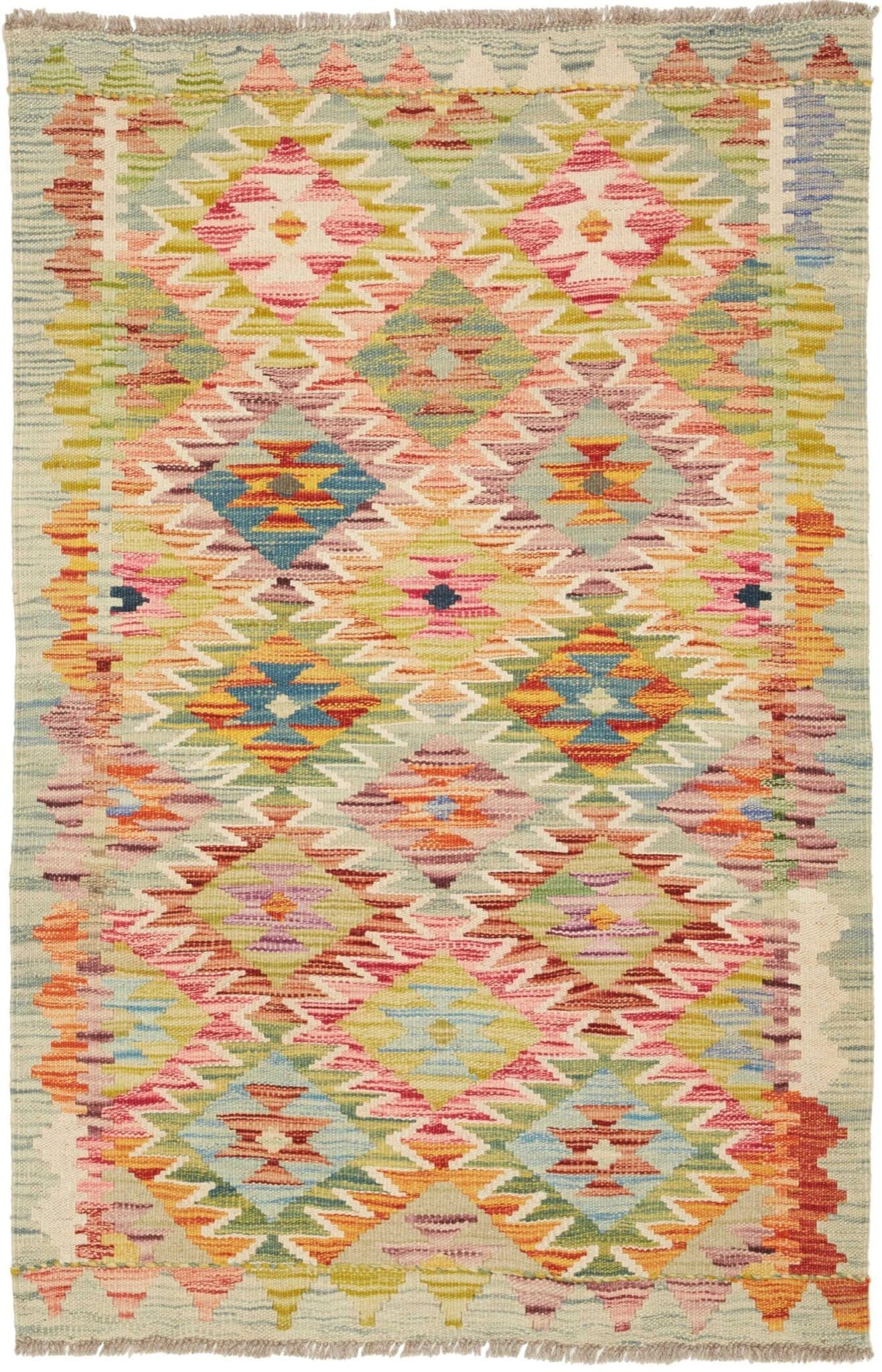 Kelim Teppich 83 x 125 cm, handgewebt, rustikales Flair, Wolle