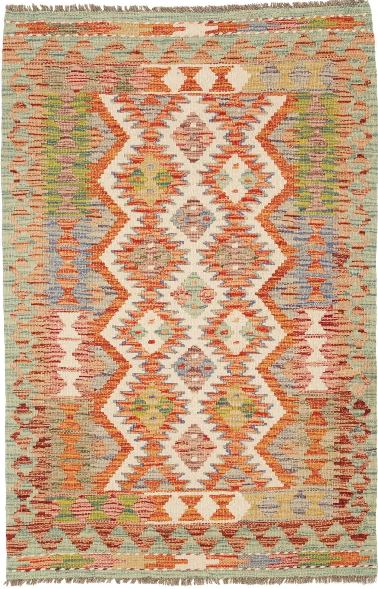 Kelim Teppich 83 x 125cm, handgewebt, rustikales Flair, Wolle