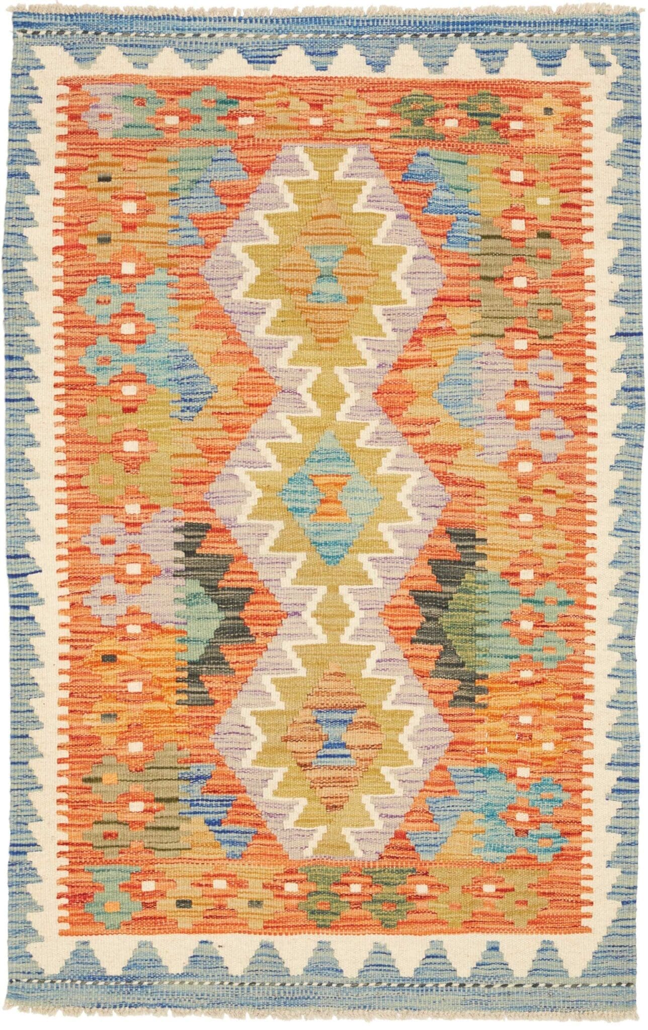 Kelim Teppich 83 x 128 cm, rustikal, Schurwolle, handgewebt