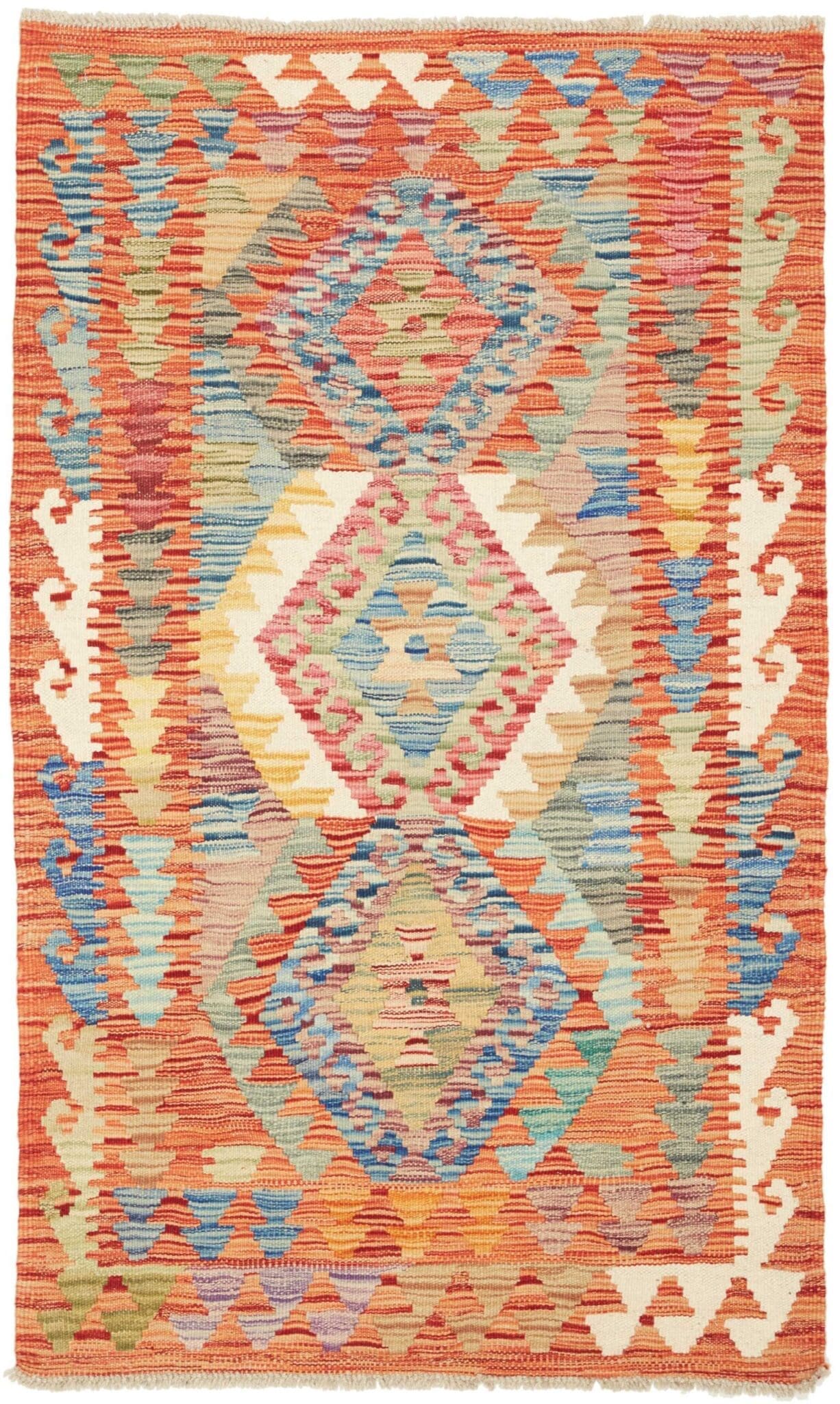 Kelim Teppich 83 x 130 cm, handgewebt, rustikales Flair, Wolle