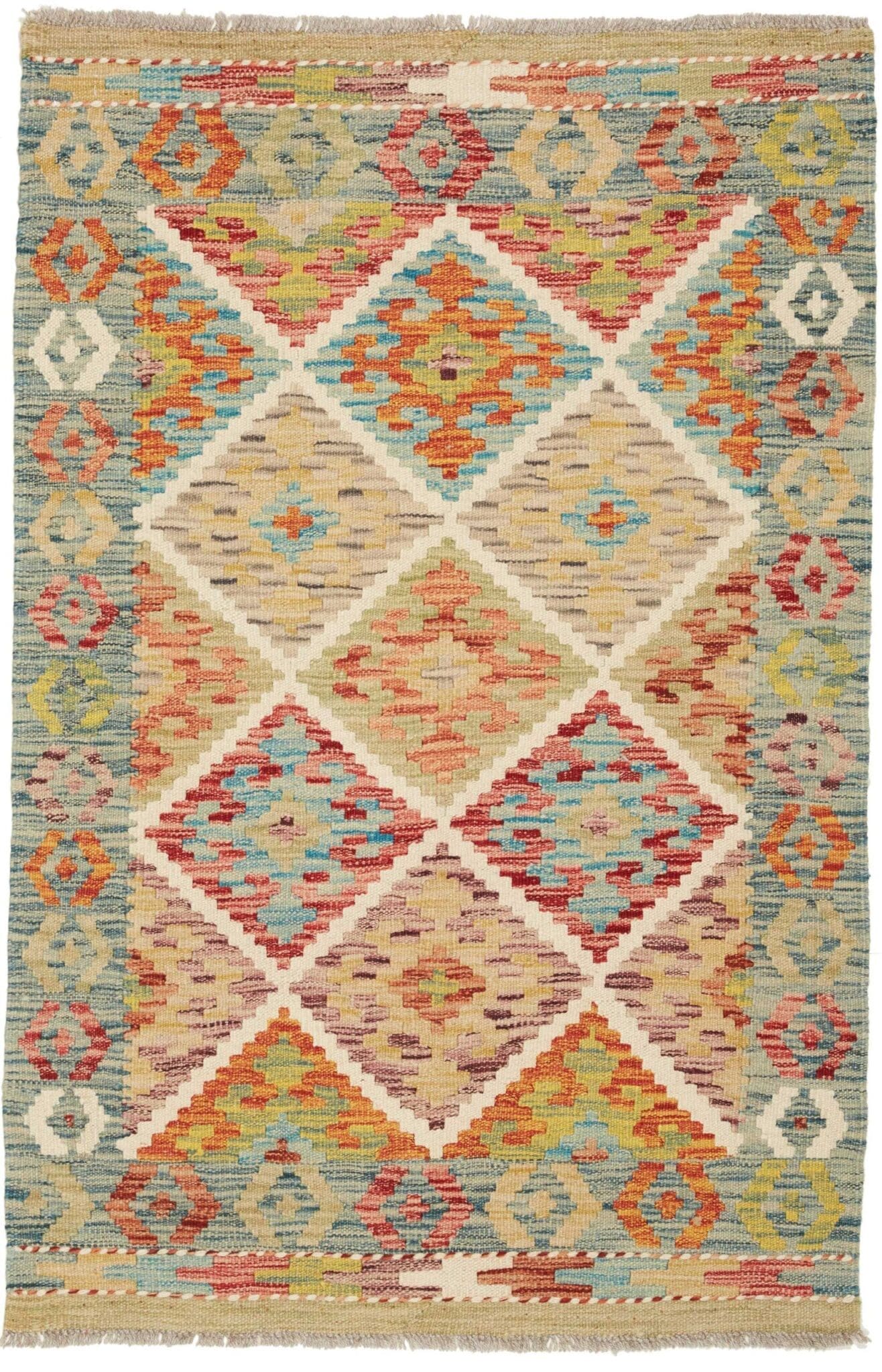 Kelim Teppich 84 x 122 cm, handgewebt, rustikales Flair, Wolle