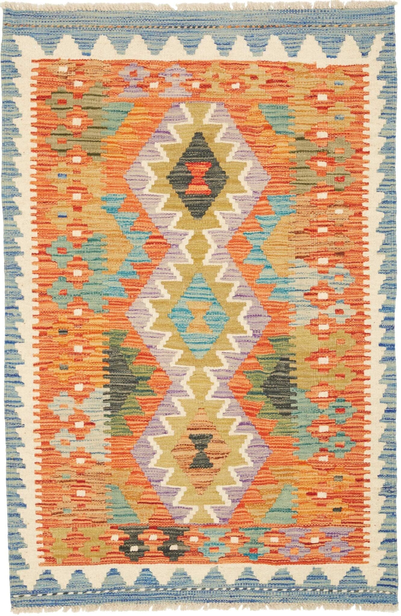 Kelim Teppich 84 x 122 cm, handgewebt, rustikales Flair, Wolle