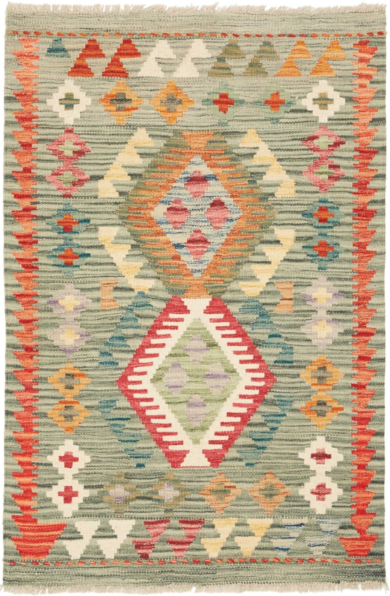 Kelim Teppich 84 x 123cm, handgewebt, rustikales Flair, Wolle