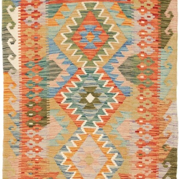 Kelim Teppich 84 x 125 cm, handgewebt, rustikales Flair, Wolle