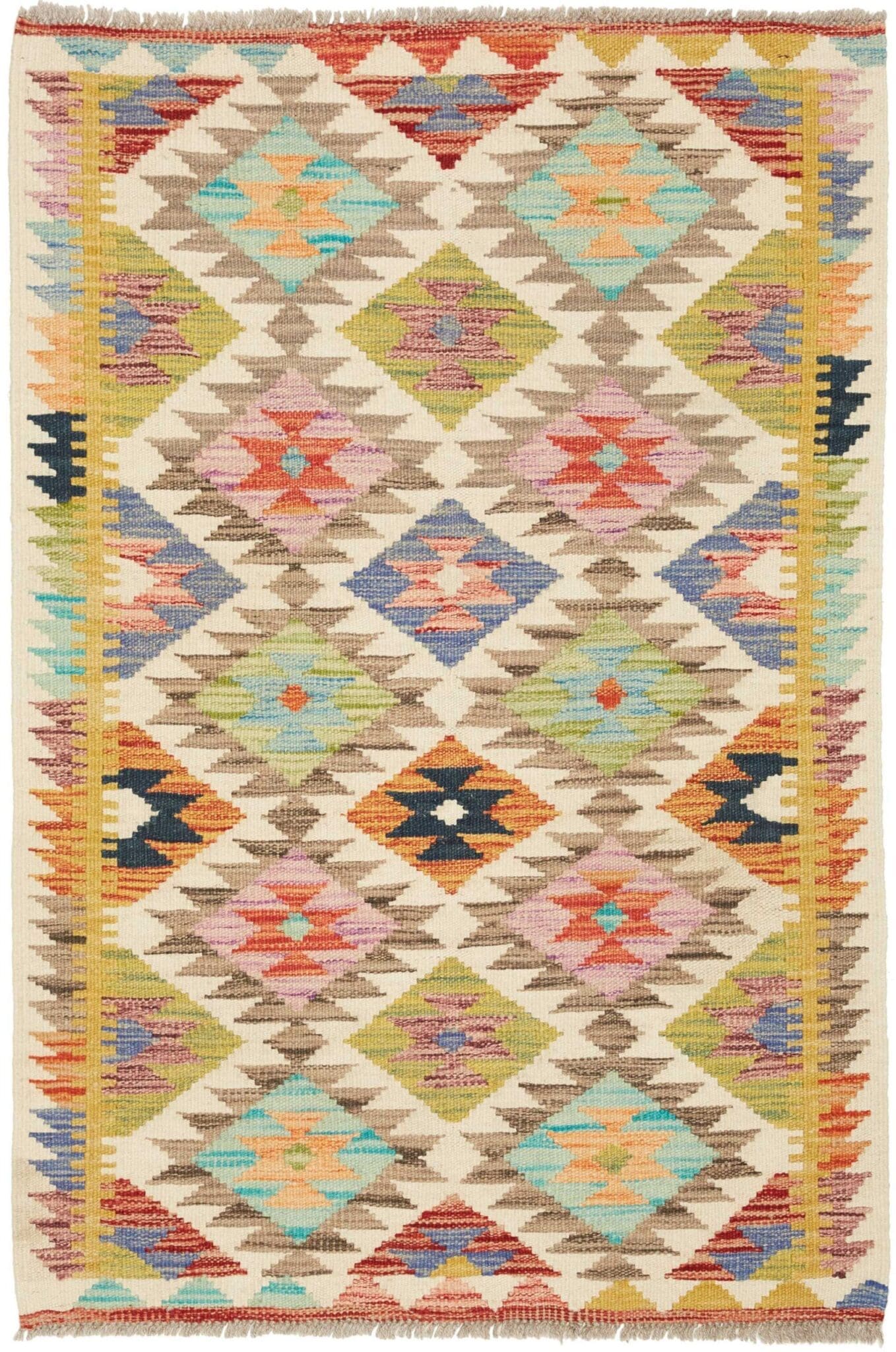Kelim Teppich 84 x 129 cm aus Schurwolle, handgewebt, rustikal