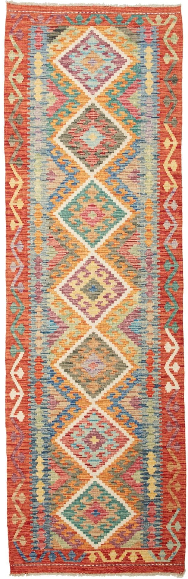 Kelim Teppich 84 x 259 cm, handgewebt, rustikales Flair