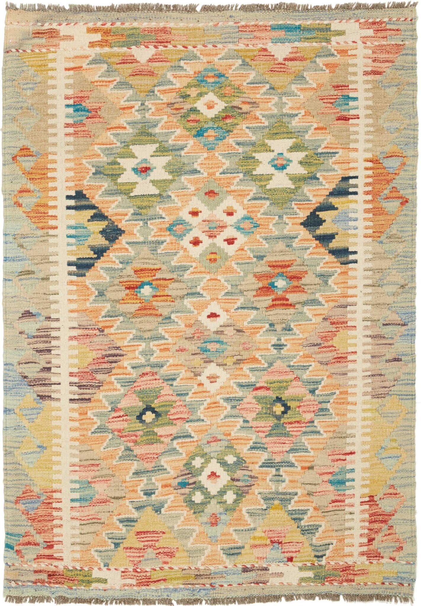 Kelim Teppich 85 x 119 cm aus Schurwolle, handgewebt, rustikal