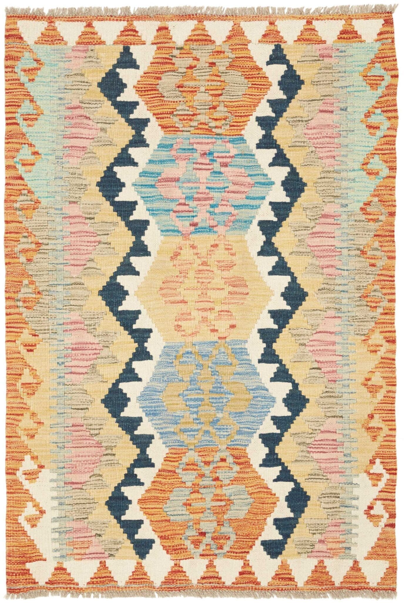 Kelim Teppich 85 x 121cm aus Schurwolle, handgewebt, rustikal