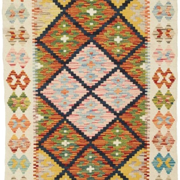 Kelim Teppich 85 x 124cm, handgewebt, rustikales Flair, Wolle
