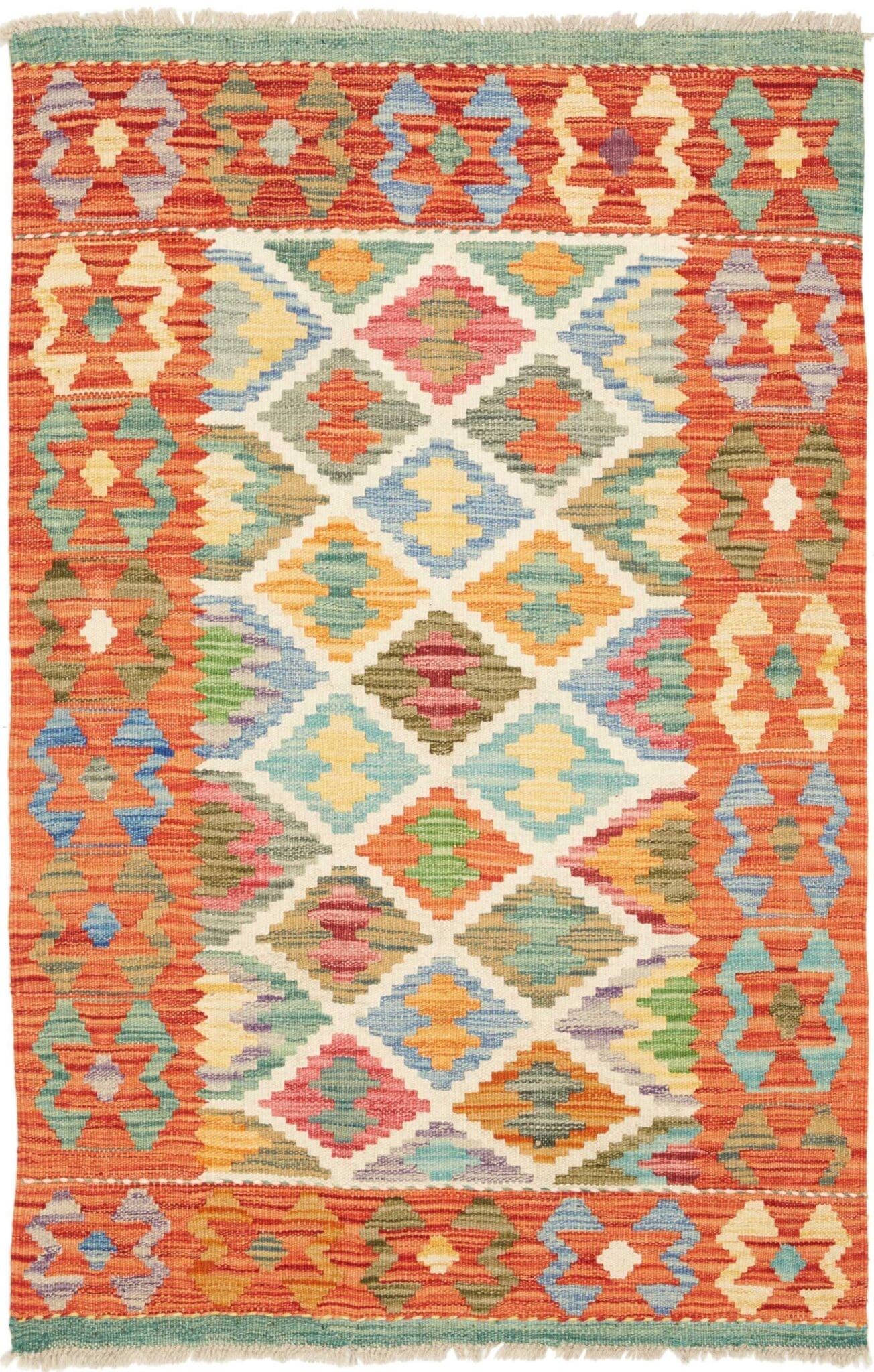 Kelim Teppich 85 x 125 cm, Handgewebt, rustikales Design