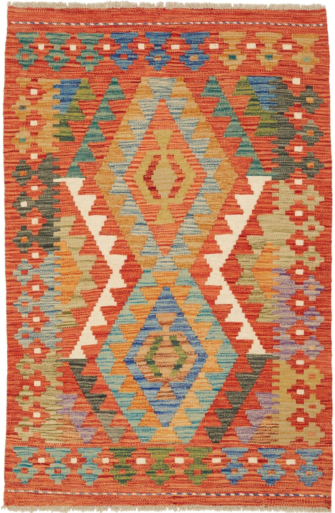 Kelim Teppich 85 x 125 cm - Handgewebt, rustikales Flair, Wolle
