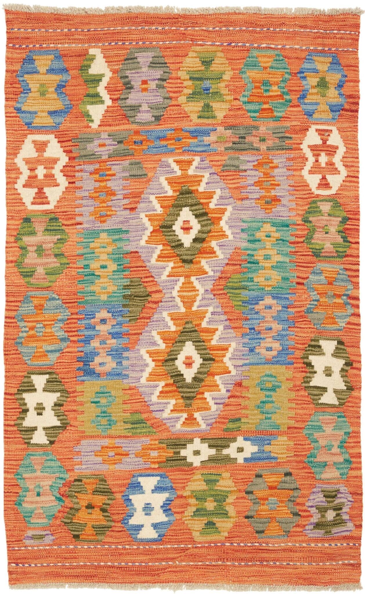 Kelim Teppich 85 x 126 cm, handgewebt, rustikales Design