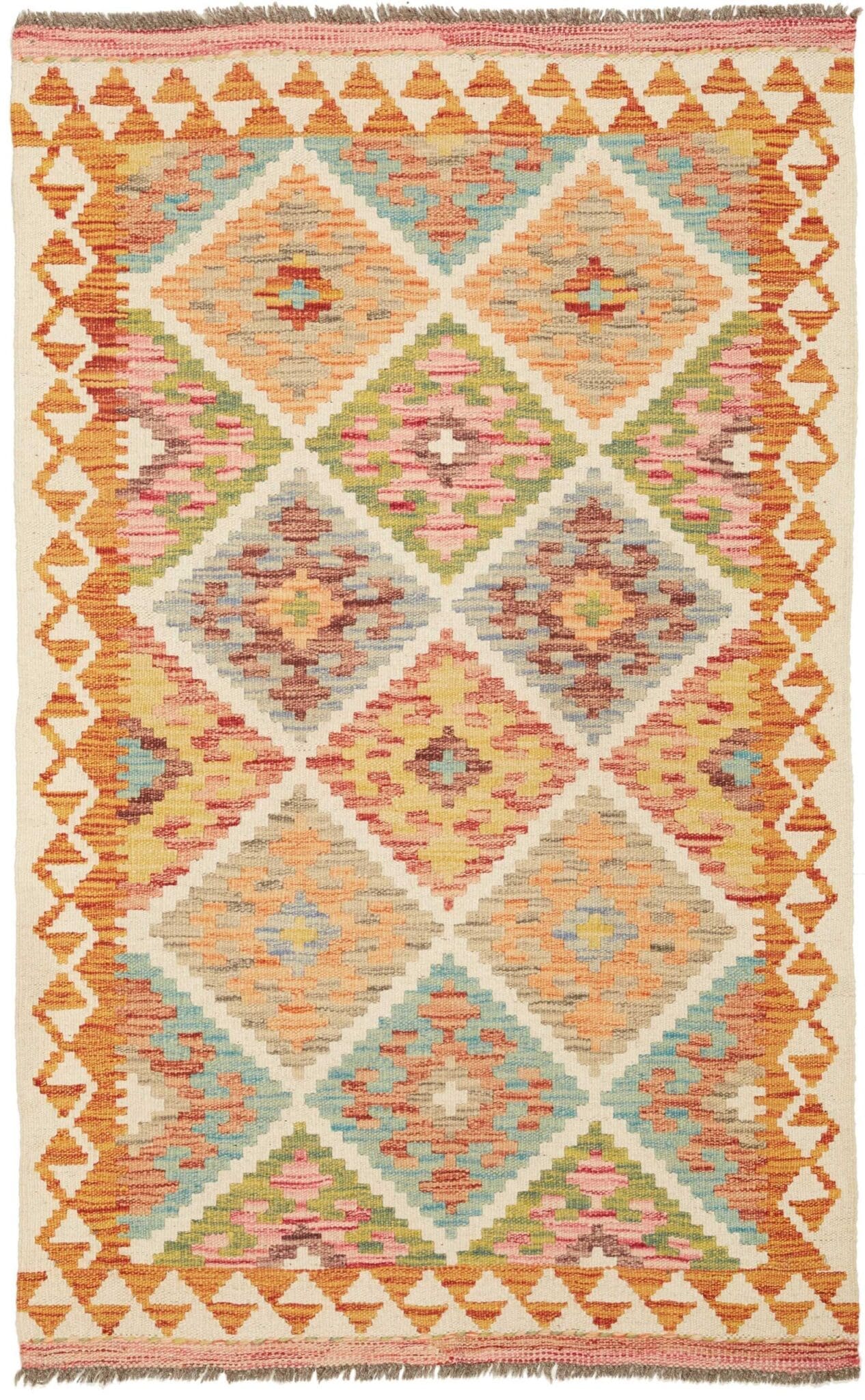 Kelim Teppich 85 x 130cm, handgewebt, rustikales Flair, Wolle