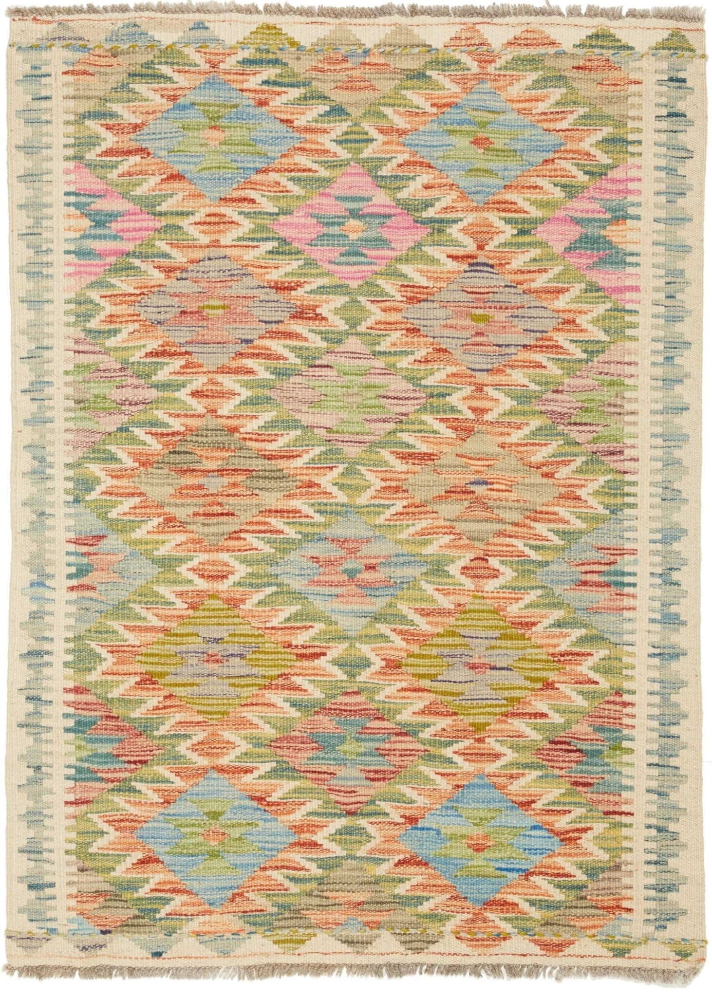 Kelim Teppich 86 x 112 cm aus Schurwolle, handgewebt, rustikal
