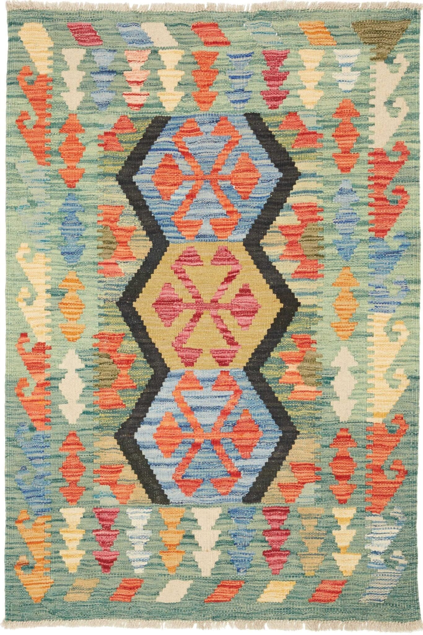 Kelim Teppich 86 x 124 cm, rustikales Design, handgewebt