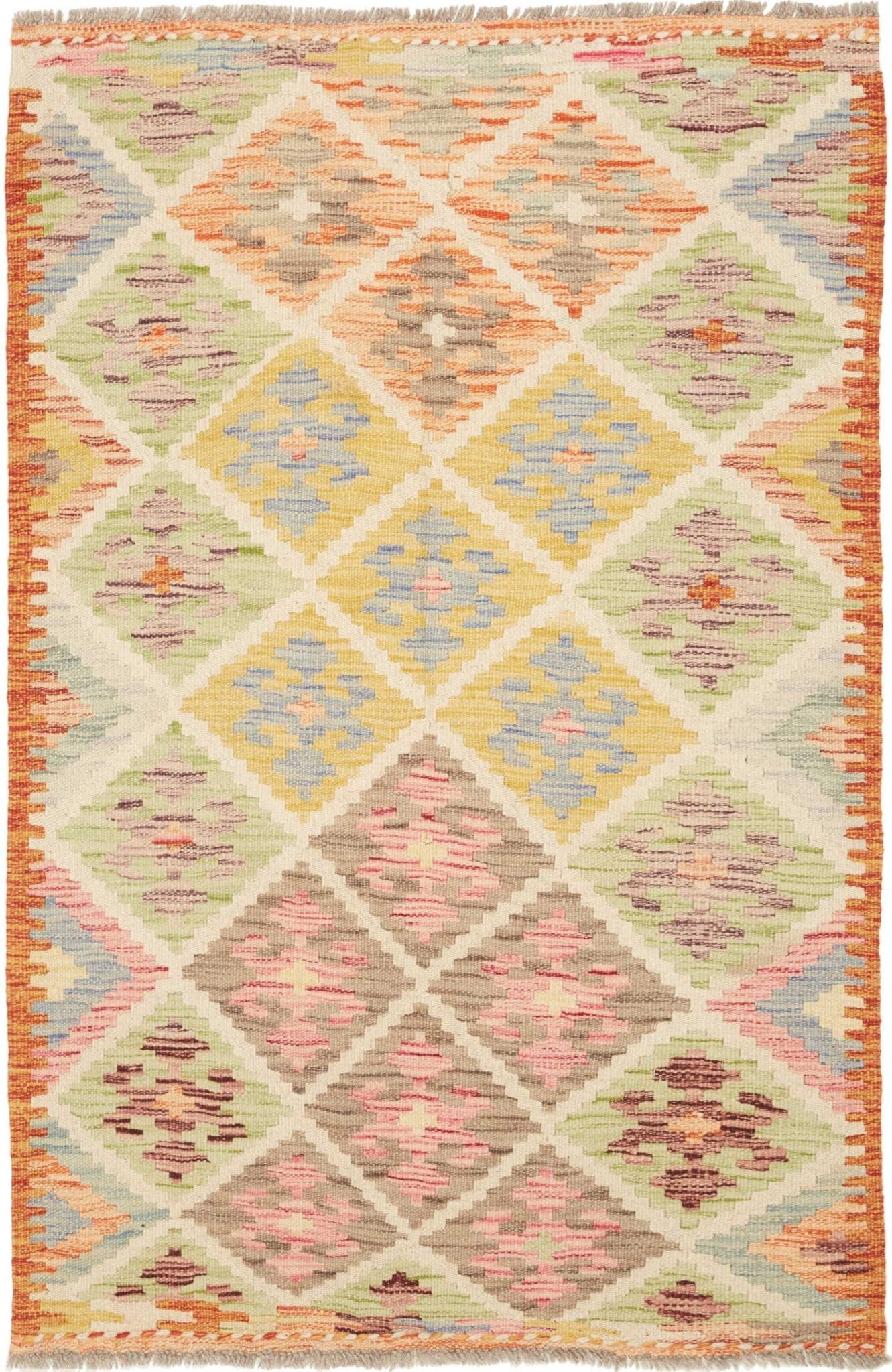 Kelim Teppich 86 x 127 cm, handgewebt, rustikales Flair, Wolle